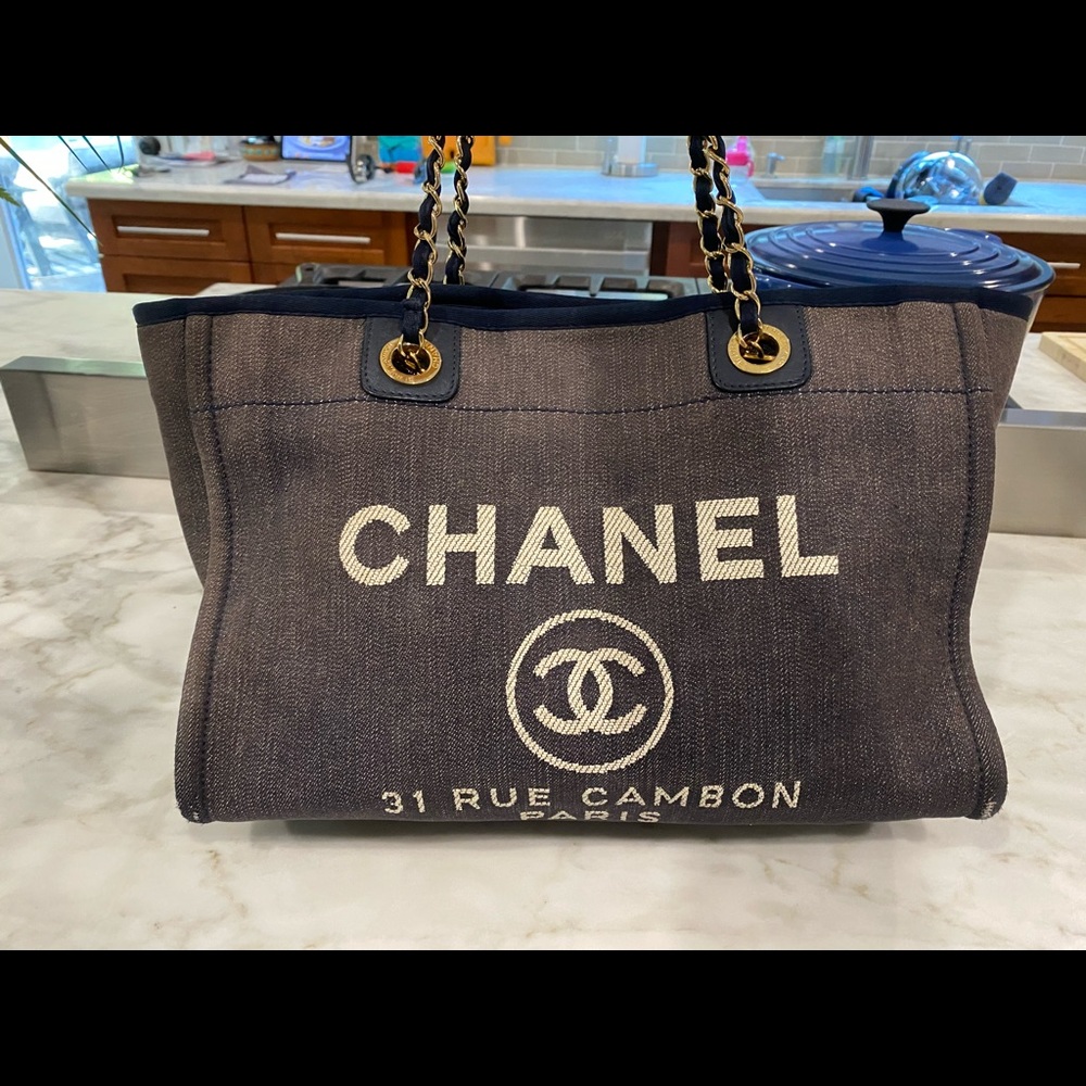 Chanel deauville denim tote